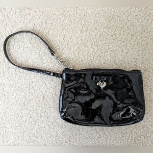 Coach Signature Wristlet - Black Patent Leather